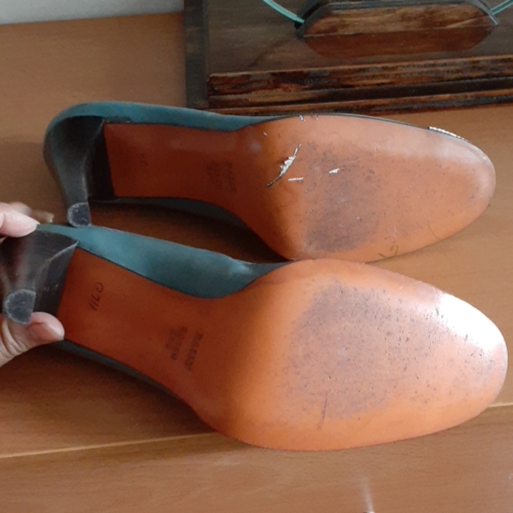 Bally Taramia BLUE Leather Heel Loafers 38 - Picture 7 of 8